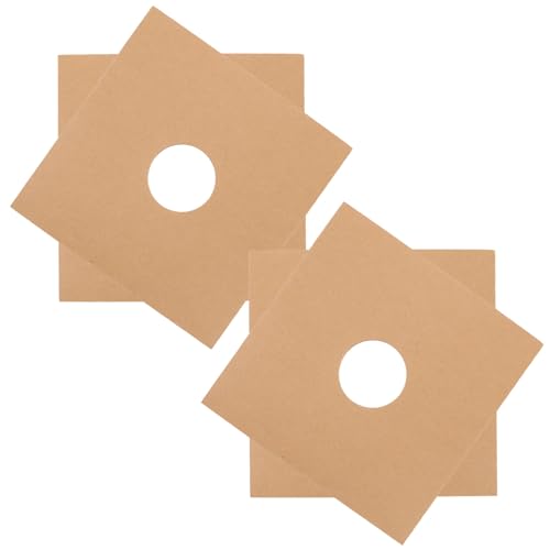 JEWEDECO Fundas para Discos de Vinilo de Papel Kraft Diseño de Ángulo Recto y Ventilación, Paquete de 4 Unidades para Almacenamiento Portátil y Circulación de Aire