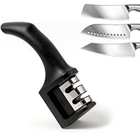 IPEA Affilacoltelli Manuale 2 Fasi - AFFILATURA + FINITURA - in Acciao e Ceramica - Design Ergonomico - Affilatore per Coltelli da Cucina o da Chef, Lame, Utensili, Forbici - Nero