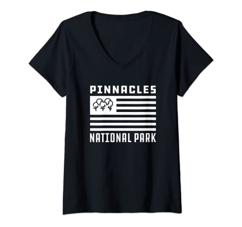 Womens Pinnacles National Park Simple Minimalist Flag Icon V-Neck T-Shirt