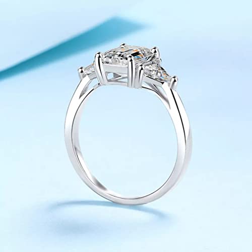 Bague moissanite anti-ternissement S925 alliance rectangulaire durable