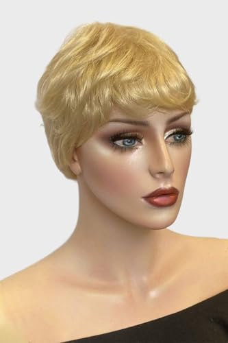 Perruque pixie cut bob courte en blond clair Estella champagne #613 pour femme
