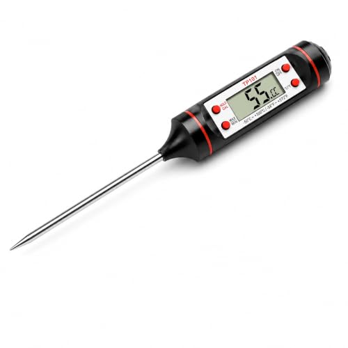 Termômetro Digital Culinário de Leitura Instantânea, Display LCD, Haste em Aço Inoxidável, Faixa de -50°C a 300°C, Ideal para Carnes, Churrasco, Doces, Bebidas e Cozinha