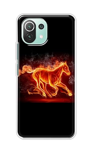 Image of PRINTFIDAA Printed Hard Back Cover Case for Mi 11 Lite | Mi 11 Lite NE 5G Back Cover (Fiery Horse) -112