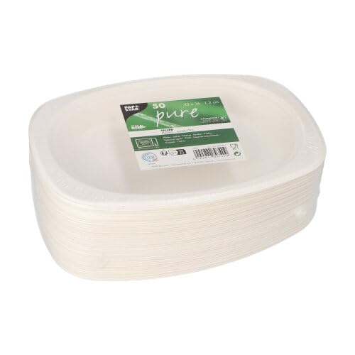 500 platos ovalados de caña de azúcar 'pure' 23 cm x 16 cm x 2 cm blanco