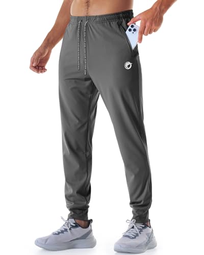 Mens Athletic Joggers with Zipper Pockets Lightweight Gym Sweatpants Men Tapered Workout Track Pants Jogging Running2