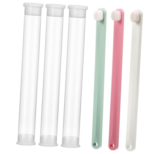 Levemolo 3Pcs Small Head Pet Toothbrushes with Fine Soft Bristles for Cats Dogs Puppies and Rabbits Oral Cleaning Supplies in Multiple Colors for Precise Gum Care