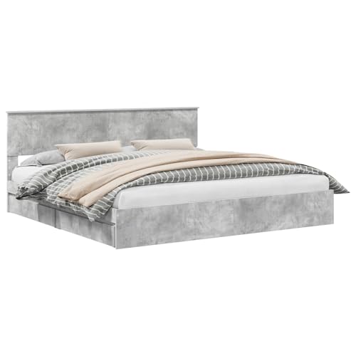 Lumanois Cama con Almacenamiento con cabecera Gris Concreto 200 x 200 cm,Mobiliario,Camas y somieres,78.16kg-3410766