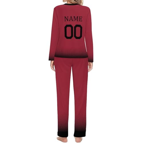Custom Women's Pajama Set Personalized Name Number Long Sleeve Nightwear Gifts for Mum Wife and Men Women Fans3