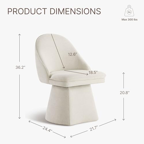 Image of KISLOT Swivel Dining Chairs Modern Desk Chair Upholstered Linen Fabric Side Chair for Kitchen Dining Room Bedroom,Linen,1 Box