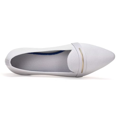 Image of Frank Mully Women's Casual Loafer Flats Slip On Loafer Shoes Comfortable Knit Flat Shoes Classics Pointy Toe Loafer Flats,for Work,Travel