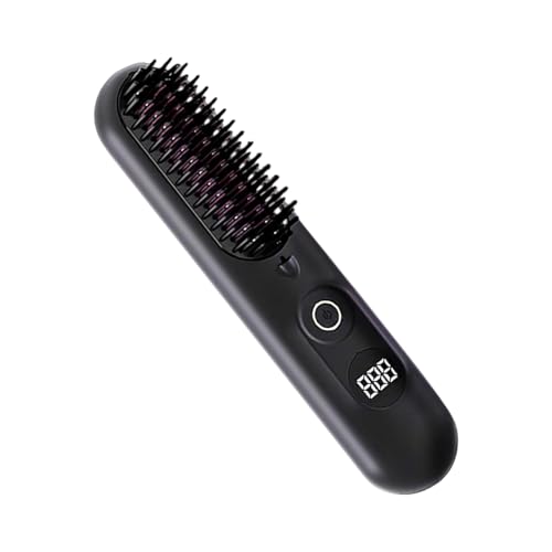 Peine Alisador De Cabello Con Calefacción De Cerámica Inalámbrico, Cepillo Con Calefacción Para Peinar El Cabello, 3 Configuraciones De Calor Y Pantalla