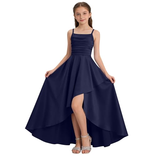XINYUNZU Kleider Mädchen A-Linie Kleid Festlich Leichte Sommerkleid Lang Trägerkleid Abendkleider Festliches Mädchenkleider Ballkleid Freizeitkleid Kinder Elegante Kinderkleider Marine 1314 Jahre
