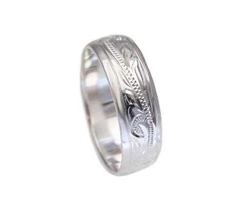 925 sterling silver Hawaiian plumeria scroll raised kuuipo smooth edge 6mm band ring size 3-144