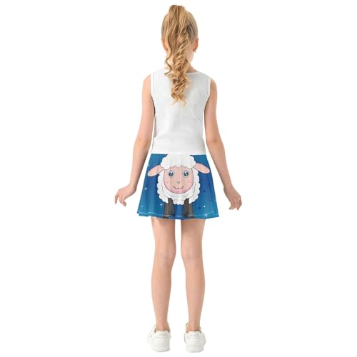 Joisal Girls' Shorts Athletic Skorts Cute Sheep Stars Blue Tennis Skirts Kids Cute Comfy Flowy Skort 3t4