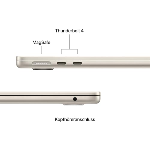 Apple MacBook Air (13", Apple M4 Chip mit 10‑Core CPU und 8‑Core GPU, 16GB Gemeinsamer Arbeitsspeicher, 256 GB) - Polarstern – Ansicht 5