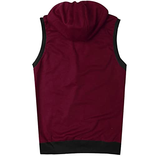 Previn Men's Sleeveless Hoodie Casual Slim Fit Zip Up Drawstring Plain Tank Top Hooded Vests