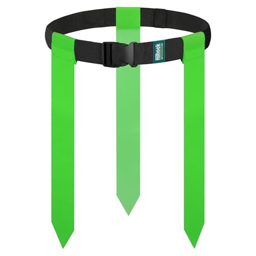 Hilhook Flag Football Belts, Sets of 12 Green Flag Football Sets with 42 Flags for Youth, Kids and Adults Sport Team Building and Competition Training