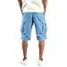 Cargo Shorts for Men Below Knee Drawstring Elastic Waist Mens Cotton Shorts with Pockets Lightweight Fashion Hiking Short Pants Plus Size Summer Construction Capri Tactical Short Sky Blue-XXL
