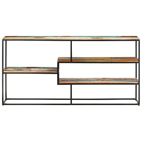 Natulvd Farmhouse Bookshelf With Metal Frame, 4-Tier Industrial Sideboard Buffet Side Table, Entryway Table Coffee Bar Cabinet For Living Room Bedroom Kitchen - Multicolour #TOP1