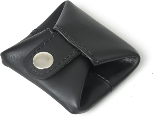 Image of Contacts Handcrafted Leather Coin Pouch - Compact Change Holder & Mini Wallet for Men & Women - Black