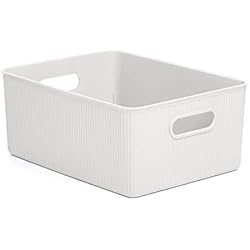 Cajas De Plastico Duro Tatay Caja Organizadora Rectangular Baobab, 15L de Capacidad, de Polipropileno, Libre de BPA, Color Blanco Pergamón, Medidas 29.4 x 38.5 x 16 cm