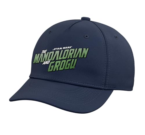 Star Wars The Mandalorian and Grogu Official Movie Logo Adjustable Printed Baseball Hat Navy Blue