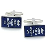 Manschettenknöpfe - Schriftzug Keep Calm And Carry On Blau