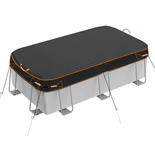 Neuradical rechteckige Pool Abdeckung 4x2m Heavy Duty Stoff Abdeckungen für oberirdische Schwimmbäder einschließlich Seil Krawatte & Nägel Winddicht reißfest wasserdicht UV-beständig
