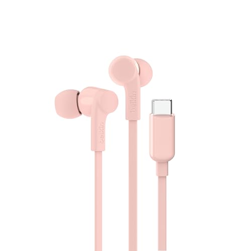 Image of Belkin SoundForm USB-C Wired Earbuds, In-Ear Wired Earphones with Microphone - Wired Earbuds for iPhone 16 /15, iPad Mini, Galaxy S24, Android & More - Pink