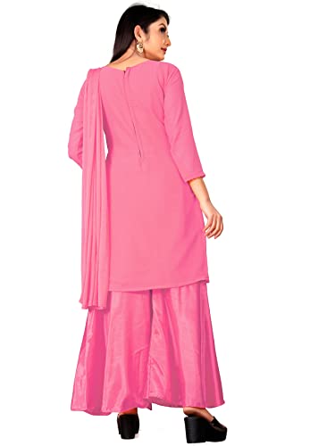 Image of Women Georgette Unstitched Salwar Suit Dress Material, Lucknow Chikankari Work