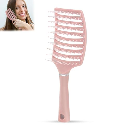 Image of KIMEE Detangling Hair Brush for Women and Men, Painless Curly and Straight Hair Brush for Wet or Dry Hair, Ergonomic Hairbrush Comb for Home, Salon, and Personal Use (Pink)