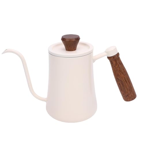 Pour Over Coffee Kettle, 600ML Gooseneck Narrow Long Spout Coffee Pot with Scale Hand Drip Kettle for Home Office Camping (White)
