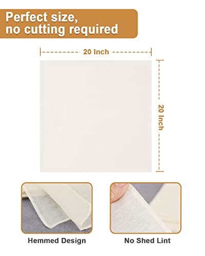 Grade 100 Hemmed Cheesecloth, 10 Pieces 100% Unbleached Cotton 20 X 20 Inches Cheese Cloths, Perfect For Straining, Filtering, Canning, Crafting, Covering And Polishing #TOP4