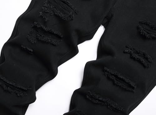 Men's Ripped Distressed Destroyed Straight Fit Washed Denim Jeans Pants3