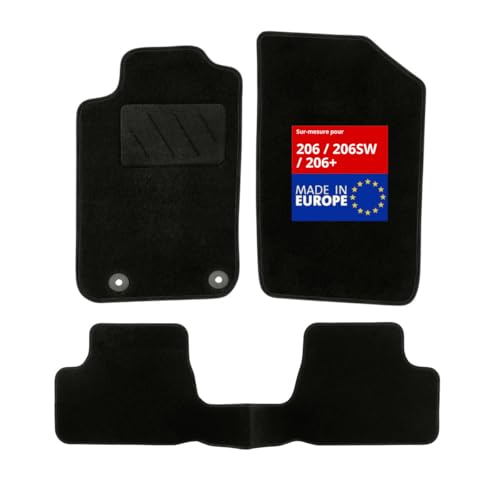 DBS 1763178 Alfombrillas de coche - A medida - Alfombrillas para coche - 3 uds. - Antideslizante - Moqueta en negro 900 g/m² - Aspecto terciopelo - Modelo Star