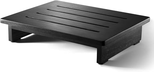 Craftsline One Step Stool for Adults 3.5" - Wooden Step Stools for Bed - 200lbs Safety Stepping Stool Bathroom Aid for Handicap, Elderly, Seniors, Kid, Bathtub, High Beds, Kitchens (Black)