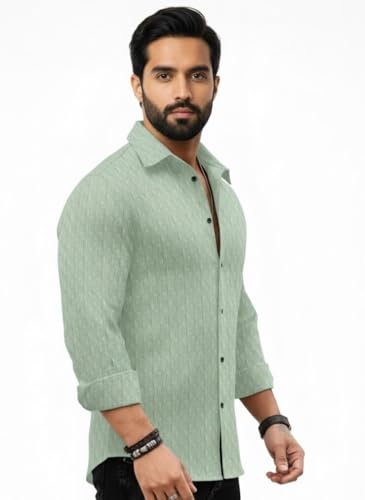 Image of Amazon Brand - INKAST Men's Regular Fit Button Down Dress Shirts Textured Long Sleeve Casual Hawaiian Shirt