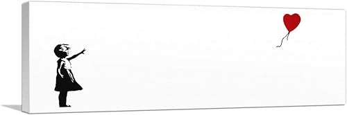 ARTCANVAS Girl with Balloon Panoramic Canvas Art Print Wall Decor by Banksy - 36" x 12" (1.50" Deep)