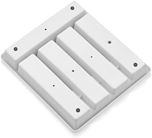 HaWare Plastic Cutlery Tray, 2 Pcs Cutlery Organiser with 5 Compartments, Non Slip Silverware Drawer for Home Kitchen Office, Utensils Tray for Spoon Fork Knife, 32.5x29x4.5cm, White & Grey