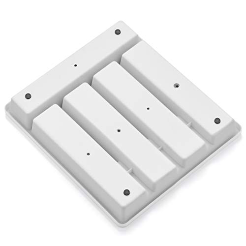 E-far Silverware Organizer, Plastic Cutlery Flatware Tray for Drawer, Utensil Tableware Holder/Divider for Kitchen with 5 Compartment & Non-slip Rubber Grips, 12.6 x 11.4-Inch, Grey - Thumbnail 2