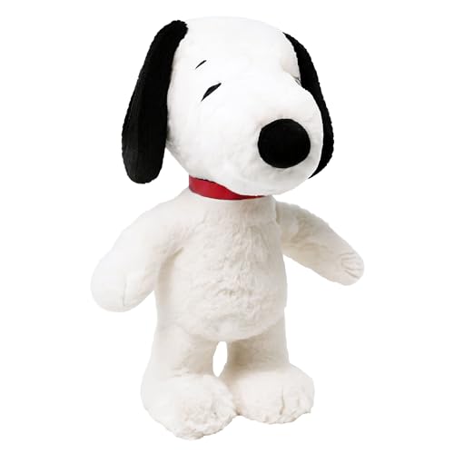 ware-direkt Snoopy Plüschtier Peanuts 38 cm Extra flauschig & kuschelig Offizielles Lizenzprodukt Weiches Stofftier für Kinder & Peanuts-Fans mit Sticker-Set