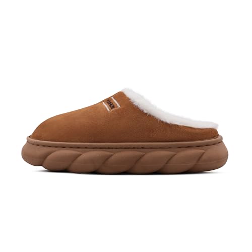 Image of VRITRAZ Men's Warm Fur Slippers | Soft Plush Indoor Shoes | Anti-Slip Cozy Memory Foam Footwear for Winter