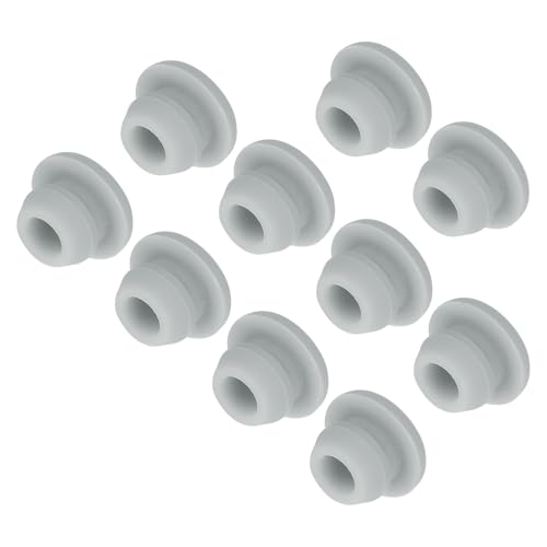 Image of MECCANIXITY 10pcs Silicone Snap in Locking Hole Plugs,6.5mm /0.3 Inch Mounting Diameter Narrow Groove Width 2mm Panel Seal Cover Round for Kitchen Bulkheads Waterproof Sealing Plugs Grey