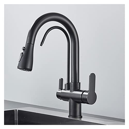 Robinet de cuisine extractible noir mat à rotation 360 pour évier moderne