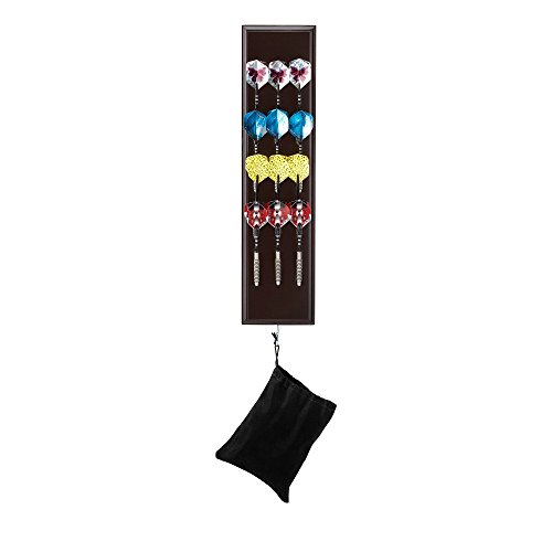 Viper Dart Caddy Solid Wood Wall Mounted Dart Holder/Stand, Displays 4 Sets of Steel or Soft Tip Darts, for all Sisal & Electronic Dartboards, Surrounds & Cabinets, Mahogany Finish