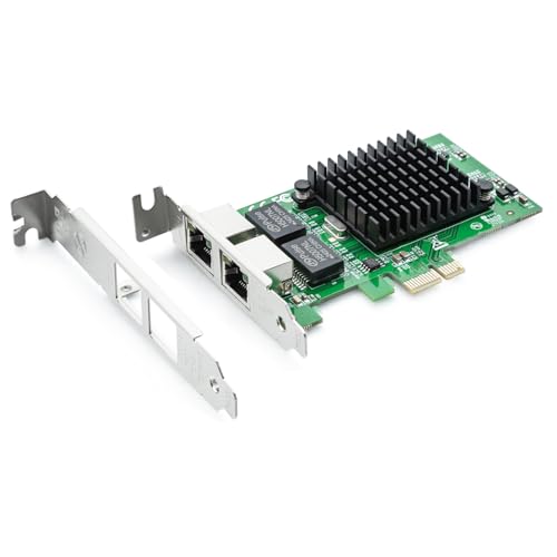 Gigabit Dual NIC with Intel 82576 Chip, 1Gb Network Card Compare to Intel E1G42ET NIC, 2 RJ45 Ports, PCI Express 2.1 X1, Ethernet Card with Low Profile for Windows/Windows Server/Linux
