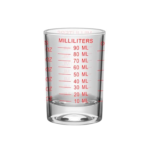 Vaso medidor de vidrio 3 oz con escala roja miniatura 1