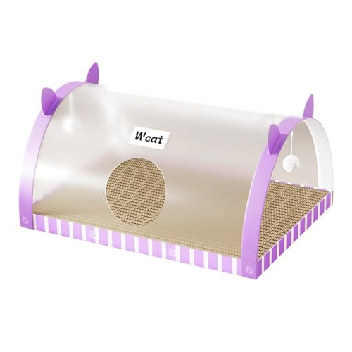 Lycass 猫用トンネル 爪とぎ 猫用洞窟ベッド 取り外し可能 通気性 ポータブル 滑り止め 爪とぎボード トンネルチューブ おもちゃ 家庭用 寮用, 紫とL