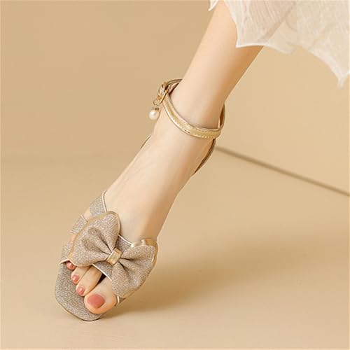 LYYSKY Girls Dress Shoes Low Heels Wedding Party Chunky Heel Adjustable Buckle Strap Sandals Size US0-US9/EU30-EU41 7