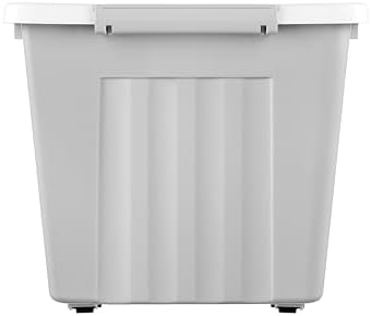 Cetomo 80L*3 Storage Boxes with Lids, Plastic Storage Box with Wheels and Secure Side Latches, Stackable & Nestable Organizer for Home, Office, Moving, PP, Gray, 80L-3 Pack